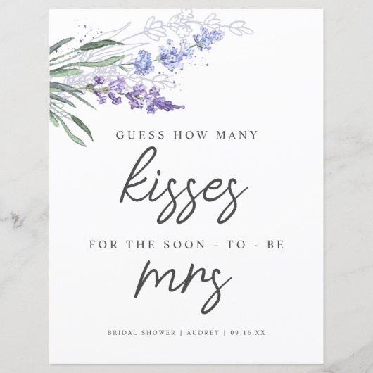 Papier Pancarte de Fête de Fiançailles 'Lavande Devinez C (Devant)