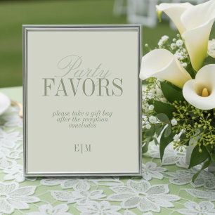 Papier Pancarte de mariage 'Modern Sage Green Wedding Fav