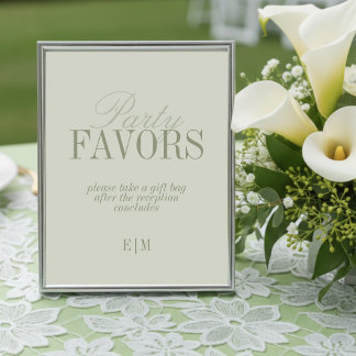Papier Pancarte de mariage 'Modern Sage Green Wedding Fav