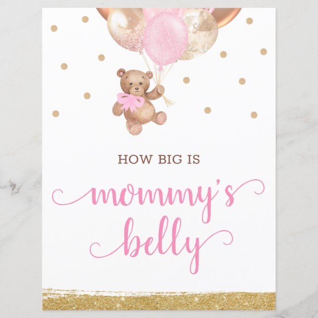 Papier Pancarte Devine la Taille du Ventre de Maman Ourso (Devant)