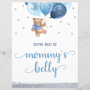 Papier Pancarte Devine la Taille du Ventre de Maman Ourso