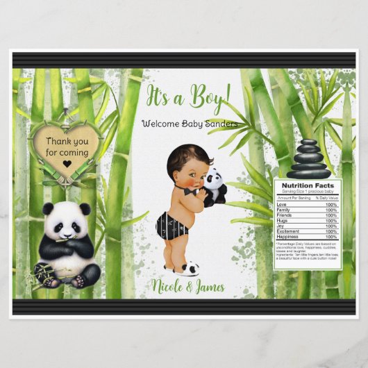 Papier Panda Bamboo Thème Baby Boy Chip Sac (Devant)