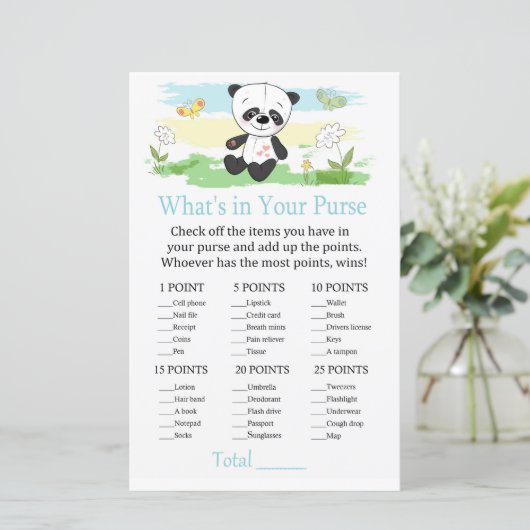 Papier Panda bébé Qu'y a-t-il dans votre sac à main (Debout devant)