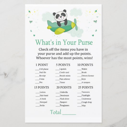 Papier Panda mignonne Qu'y a-t-il dans votre sac à main (Devant)