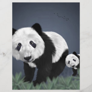 Papier panda ours mignon animal câlin noir blanc doux