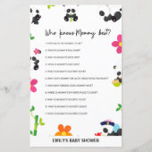 Papier Panda rose Baby shower jeu (Devant)