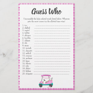Papier Panier de golf rose avec anagramme de mots pour Ba