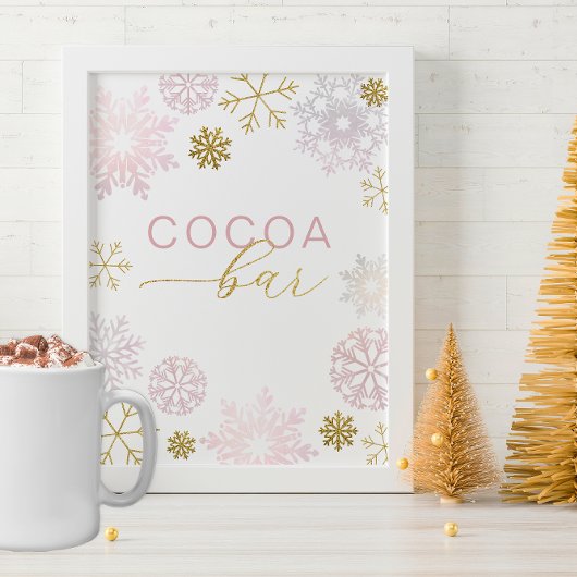 Papier Panneau de bar de cacao Flocon de neige rose blush