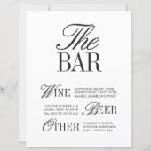 Papier Panneau de bar de mariage élégant noir et blanc (Devant)