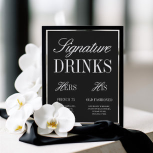 Papier Panneau de bar de mariage pour boissons signatures
