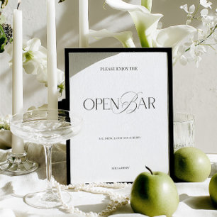 Papier Panneau de bar ouvert de mariage moderne élégant n