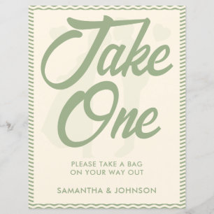 Papier Panneau de cadeau de mariage 'Sage Green Wavy Stri