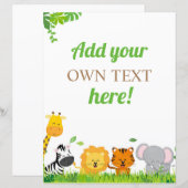 Papier Panneau de fête d'anniversaire Safari personnalisé (Devant / Derrière)