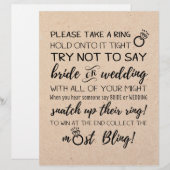 Papier Panneau de jeu de mariage N'essayez pas de dire (Devant / Derrière)