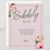 Papier Panneau de la barre de bulles rose et vert floral (Devant / Derrière)