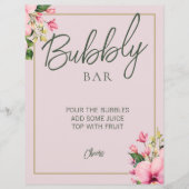 Papier Panneau de la barre de bulles rose et vert floral (Devant)