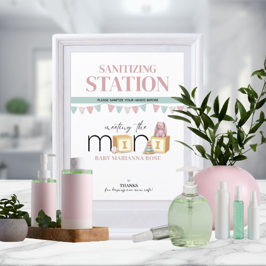 Papier Panneau de la mini-station de désinfection rose
