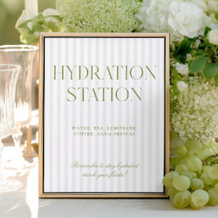 Papier Panneau de la station d'hydratation rayé vert saug
