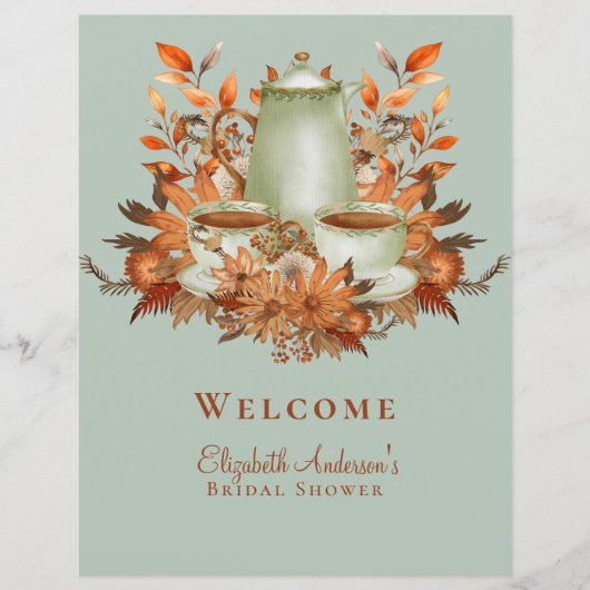 Papier Panneau de l'événement Boho Terracotta Sage Tea Pa (Devant)