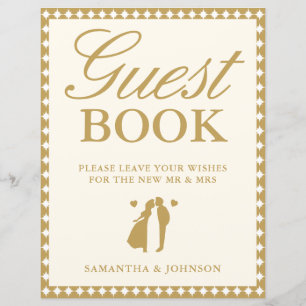 Papier Panneau de livre d'or de mariage rétro vintage ivo