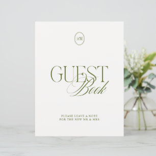 Papier Panneau de livre d'or de mariage vert olive modern