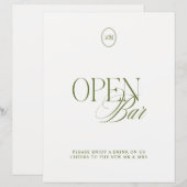 Papier Panneau de mariage à bar ouvert vert olive classiq (Devant / Derrière)