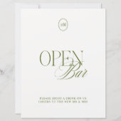 Papier Panneau de mariage à bar ouvert vert olive classiq (Devant)
