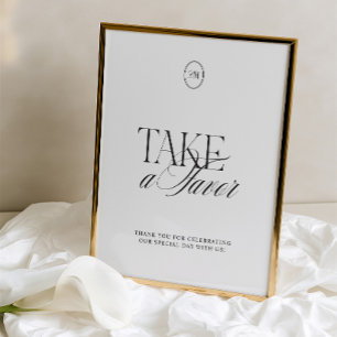 Papier Panneau de mariage classique noir et blanc 'Prenez