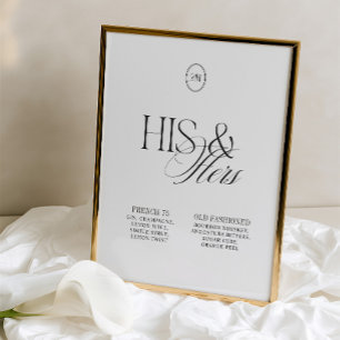 Papier Panneau de mariage de cocktails de signature à lui