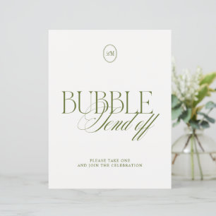 Papier Panneau de mariage Olive Green Bubble Send Off