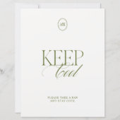 Papier Panneau de mariage vert olive Minimalist Keep Cool (Devant)