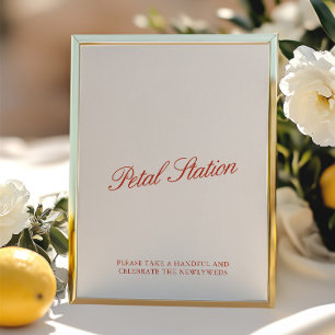 Papier Panneau de mariage vintage rouge et ivoire Petal S