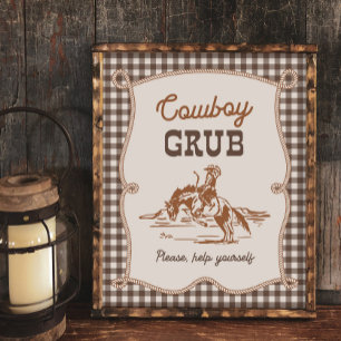 Papier Panneau de nourriture de cow-boy en vichy marron 8