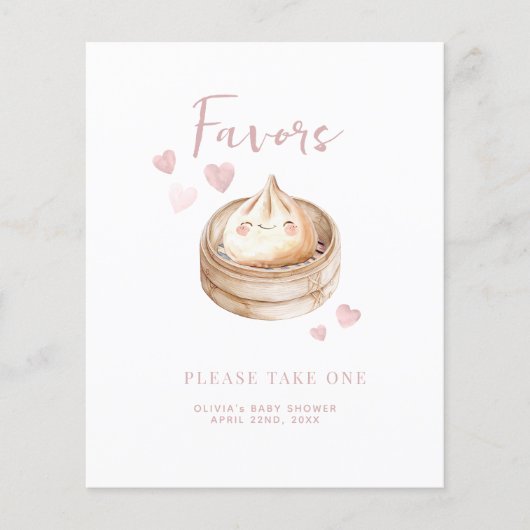 Papier Panneau de préférence Baby shower rose minuscule | (Devant)