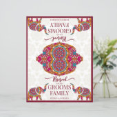 Papier Panneau de réservation éléphant mandala mariage in (Debout devant)