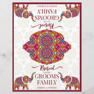 Papier Panneau de réservation éléphant mandala mariage in