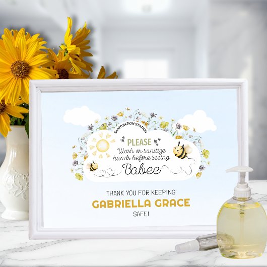 Papier Panneau de station de désinfection thème abeille
