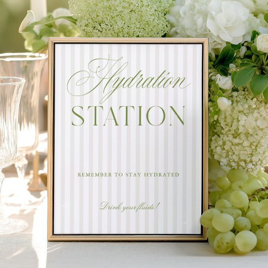 Papier Panneau de station d'hydratation de mariage Vert S