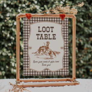 Papier Panneau de table Butin Cowboy Gingham Brun 8x10