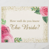 Papier Panneau du jeu de Fête des mariées - 8,5 x 11 (Devant)