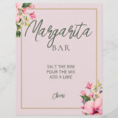 Papier Panneau Floral Margarita Bar rose et vert (Devant)