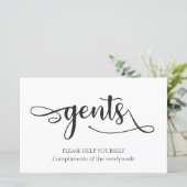 Papier Panneau Mariage "Gents" noir blanc (Debout devant)