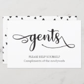 Papier Panneau Mariage "Gents" noir blanc (Devant / Derrière)