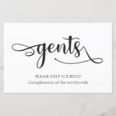 Papier Panneau Mariage "Gents" noir blanc (Devant)