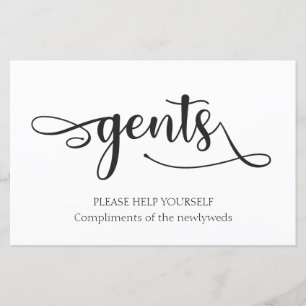 Papier Panneau Mariage "Gents" noir blanc