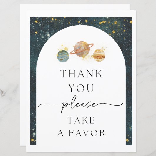 Papier Panneau Merci spatial | Symbole de préférence spat (Devant / Derrière)