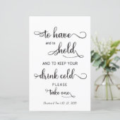 Papier Panneau moderne Mariage "Gardez votre boisson froi (Debout devant)