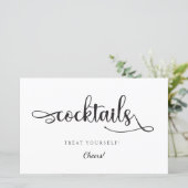 Papier Panneau moderne Mariage noir et blanc "Cocktails" (Debout devant)