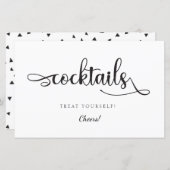Papier Panneau moderne Mariage noir et blanc "Cocktails" (Devant / Derrière)