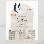 Papier Panneau personnalisé Baby shower Boho Stork (Devant)
